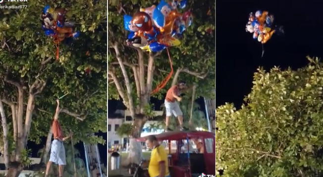 Joven recuperó globos de vendedora y ella los dejó escapar