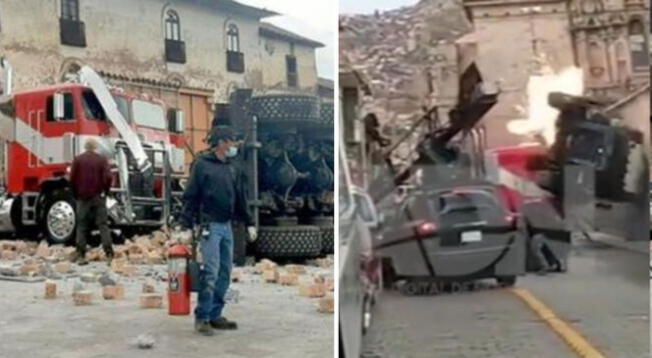 Espectacular escena de Optimus y Megatron se grabó en Cusco.
