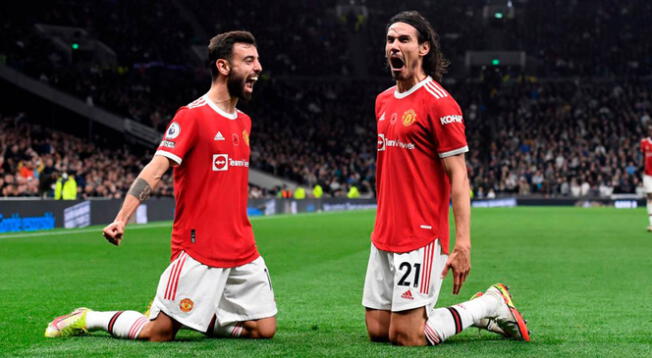 Cavani estalla de felicidad tras su gol con Manchester United