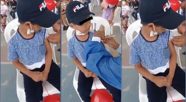 Titular: TikTok: niño peruano recibe vacuna y él mismo se da ánimos