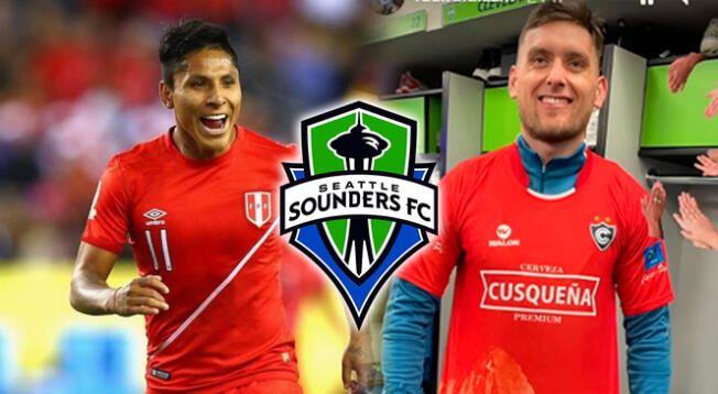 Seattle Sounders Raúl Ruidiaz y compañero con camiseta de Cienciano