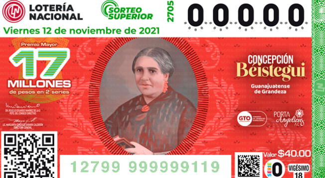 Lotería Nacional anunció el Sorteo Superior 2705 sobre Concepción Béistegui.