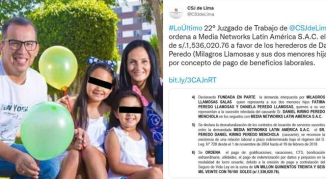 Esposa de Daniel Peredo tras ganar juicio a Media Networks: “La familia se defiende