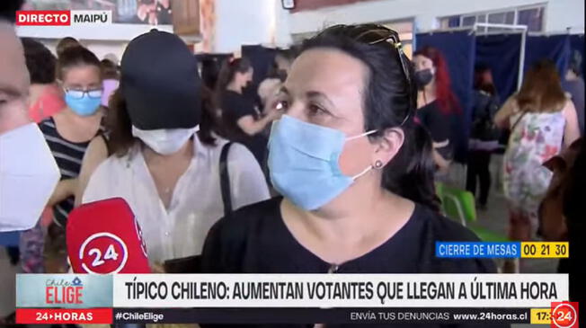 En Chile, la noticia del momento en las elecciones es la presencia de las largas filas a última hora. Foto: captura de 24 Horas