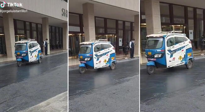 Mototaxi aparece en los exteriores del Sheraton y llama la atención de los usuarios