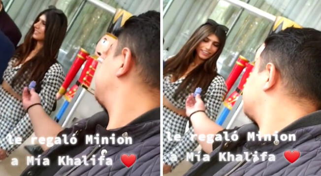 Fan le regala un minion a Mia Khalifa y reacción de actriz se vuelve viral