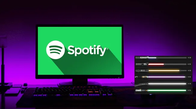 Spotify: cómo convertir la barra de reproducción en un sable láser de Star Wars. Spotify: cómo convertir la barra de reproducción en un sable láser de Star Wars.
