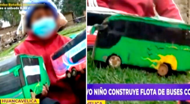 Niño de 11 años sorprende al crea su flota de buses a base de cartón - VIDEO