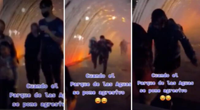 Pareja queda mojada en el Circuito Mágico del Agua y se vuelven viral - VIDEO