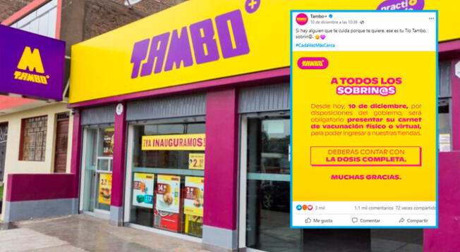 Tambo pide carnets de vacunación obligatorio y así respondieron algunos internautas Tambo pide carnets de vacunación obligatorio y así respondieron algunos internautas