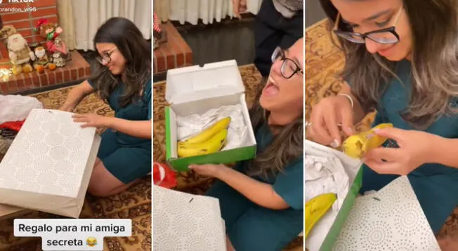 Joven descubre su verdadero regalo dentro de un plátano y su reacción se vuelve viral