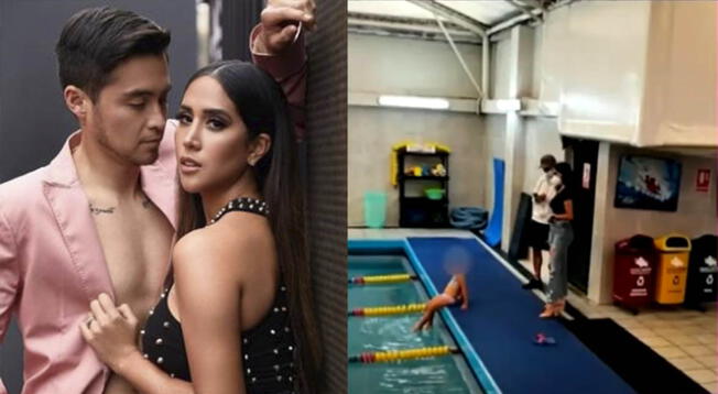 Melissa Paredes y Rodrigo Cuba fueron captados juntos en la piscina