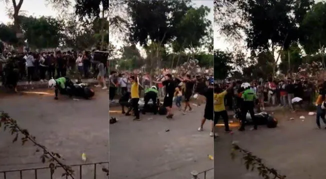 Chocolatada de Sideral: jóvenes agredieron a policías durante el evento - VIDEO