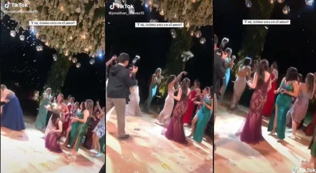 Novia lanza bouquet, todas la esquivan y quien recibe lo avienta Novia lanza bouquet, todas la esquivan y quien recibe lo avienta