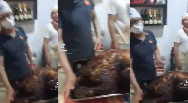 Hombre se vuelve tendencia por recoger su pavo quemado para Navidad