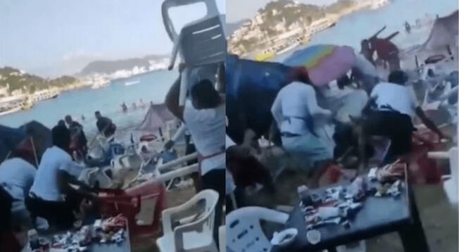 Viral: trabajadores de restaurante se enfrentaron a turistas con sillas y mesas - VIDEO