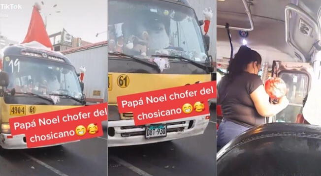 Viral: chofer se vistió de Papá Noel y colocó un gorro navideño a su vehículo - VIDEO