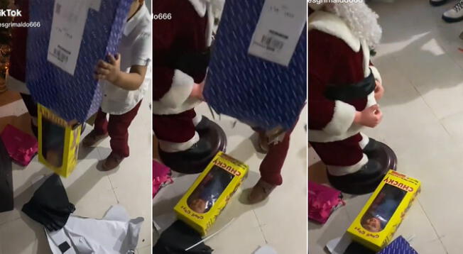Niño tuvo insólita reacción al abrir su regalo y ver a 'Chucky' dentro de ella