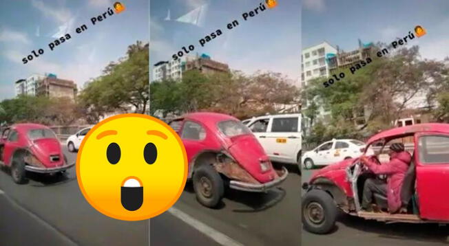 TikTok: sujeto conduce auto desmantelado en plena avenida