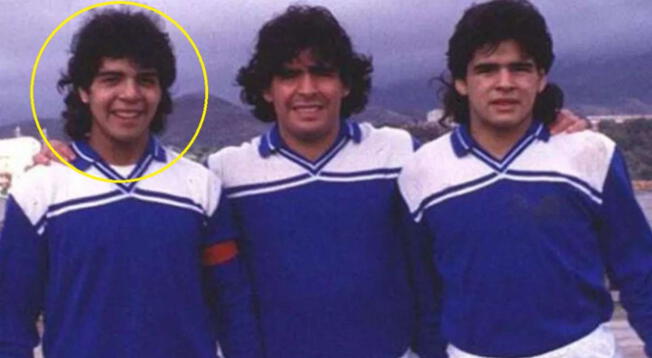 'Lalo' Maradona junto a sus hermanos Diego y Hugo, ambos ya fallecidos