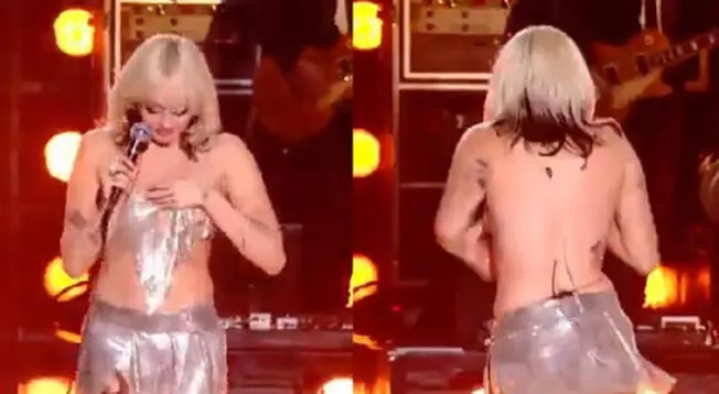 Miley Cyrus a punto de quedar desnuda luego durante show de Año Nuevo
