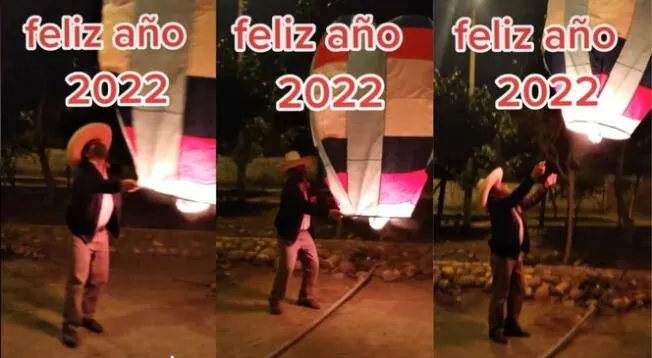 TikTok: doble de Pedro Castillo celebró el Año Nuevo con globo de deseo