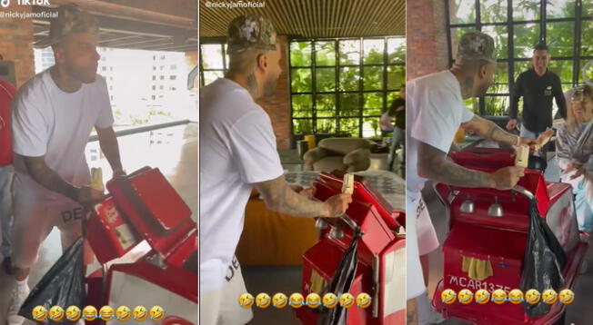 Nicky Jam fue captado vendiendo helados y video es furor en redes sociales