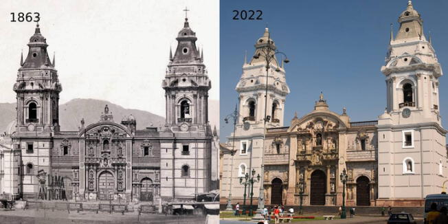 Mira cómo lucía la Catedral de Lima, en 1863 y cómo luce HOY