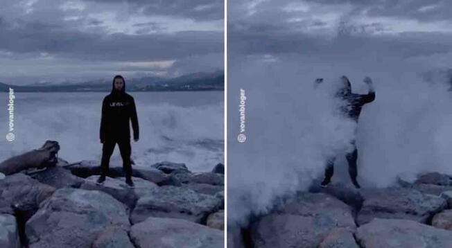 Influencer casi pierde la vida por querer sacarse foto en el mar