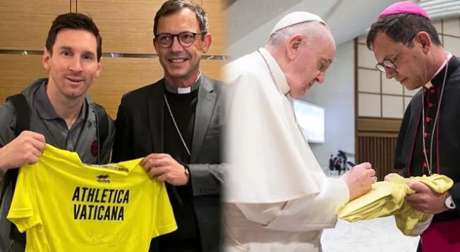 Lionel Messi recibe camiseta firmada por el papa Francisco