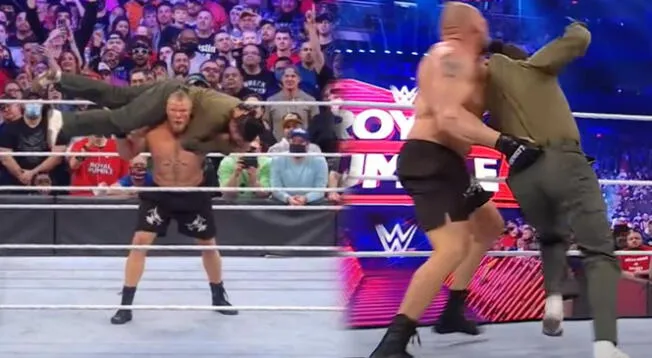 ¡Casi no llega a Perú! Bad Bunny se topó con Brock Lesnar en Royal Rumble y recibió tremendo F5