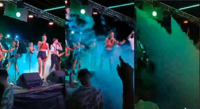 Viral: cantante es interrumpida por una gran cantidad de humo en su concierto - VIDEO