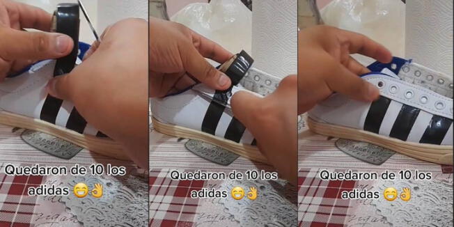 Ingenioso joven transforma sus zapatillas en unas Adidas: