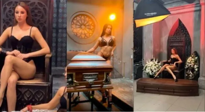 Funeraria promociona sus ataúdes con mujeres en ropa interior y causa indignación - VIDEO