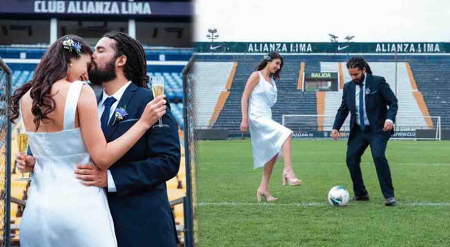 Pareja de esposos realizaron sesión de fotos en el Estadio de Matute Pareja de esposos realizaron sesión de fotos en el Estadio de Matute