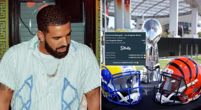 Drake apuesta la suma de 600 mil dólares a la victoria de LA Rams en Super Bowl 2022