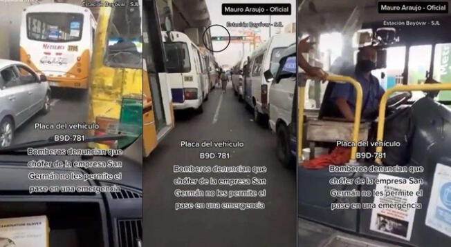 Viral: Bomberos denuncian que bus de transporte público les cerró el paso - VIDEO