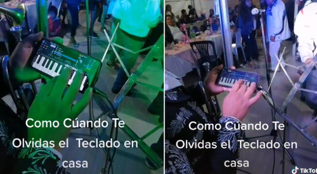 Músico se vuelve viral por tocar desde su celular tras olvidarse su teclado