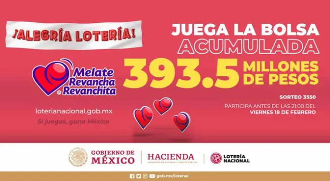 Lotería Nacional: Melate, revancha y revanchita sorteo N° 3550 Lotería Nacional: Melate, revancha y revanchita sorteo N° 3550