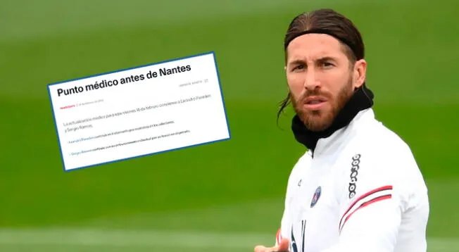 Sergio Ramos seguirá ausente en los partidos que tiene programado el PSG