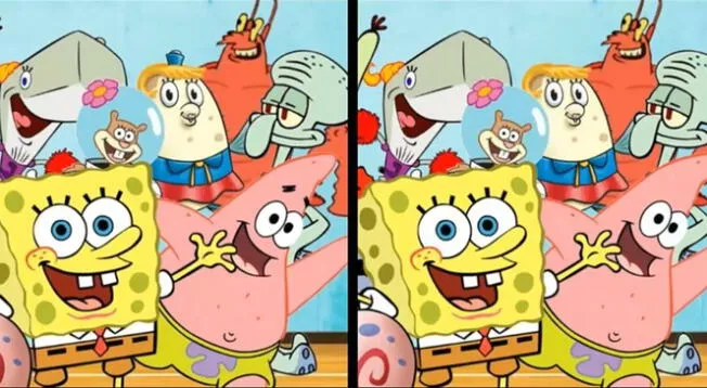 Encuentra las 3 diferencias en la imagen de Bob Esponja, el 95 % no superó este reto visual