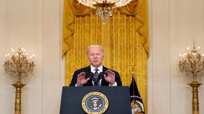 Joe Biden ofreció un discurso sobre la crisis en Ucrania en la Casa Blanca. Foto: EFE