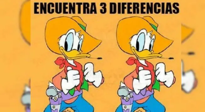 ¿Podrás encontrar las 3 diferencias en el Pato Donald? Resuelve este reto visual