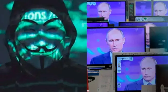 Anonymous hackea canales de televisión rusos y transmite el himno nacional de Ucrania