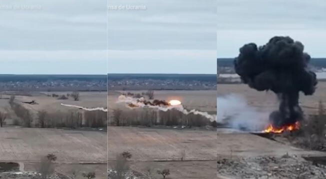 Impactante momento en que un misil ucraniano derriba un helicóptero ruso - VIDEO