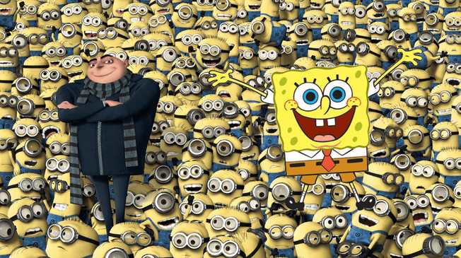 Reto visual: encuentra a Bob Esponja escondido entre los minions. Reto visual: encuentra a Bob Esponja escondido entre los minions.