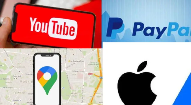 Se registran caídas masivas de Apple, YouTube, Google y PayPal entre otras