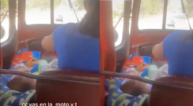 Madre lleva a su hijo recién nacido en su mototaxi para poder trabajar - VIDEO