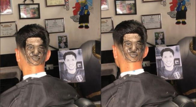 Joven se hace corte de cabello con la cara de Lapadula previo al Perú vs Paraguay