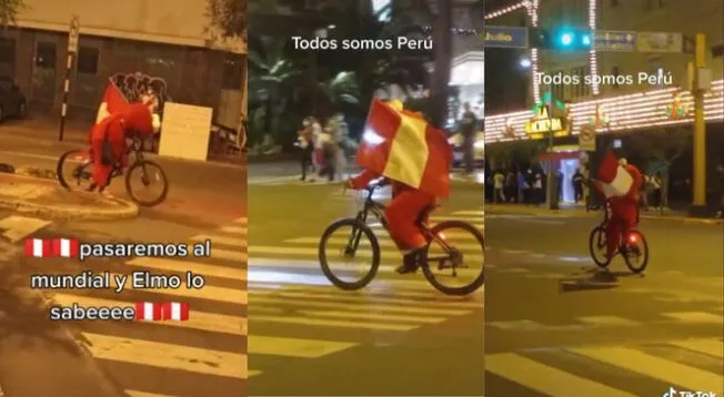 ¡Un hincha más! 'Elmo' es captado alentando a la Blanquiroja por las calles - VIDEO